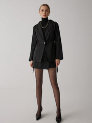 Büzgülü Bel Düğmesi Blazer