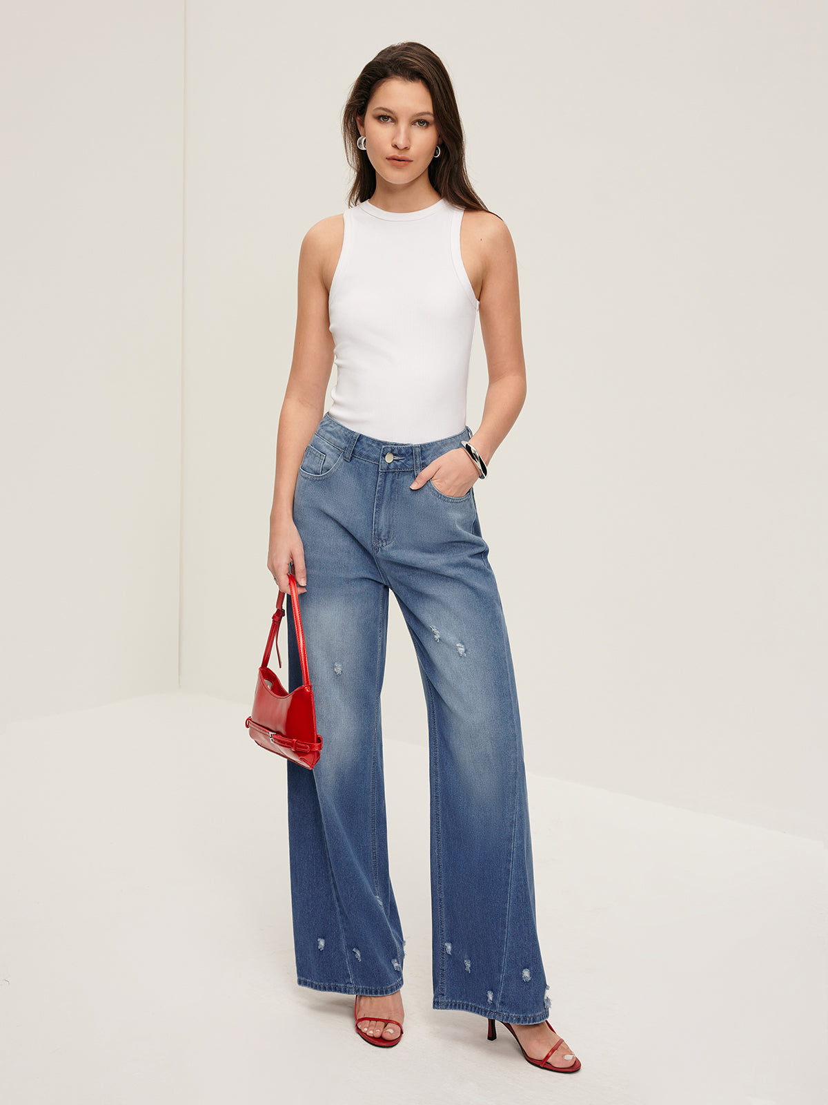 Düz Denim Pantolon