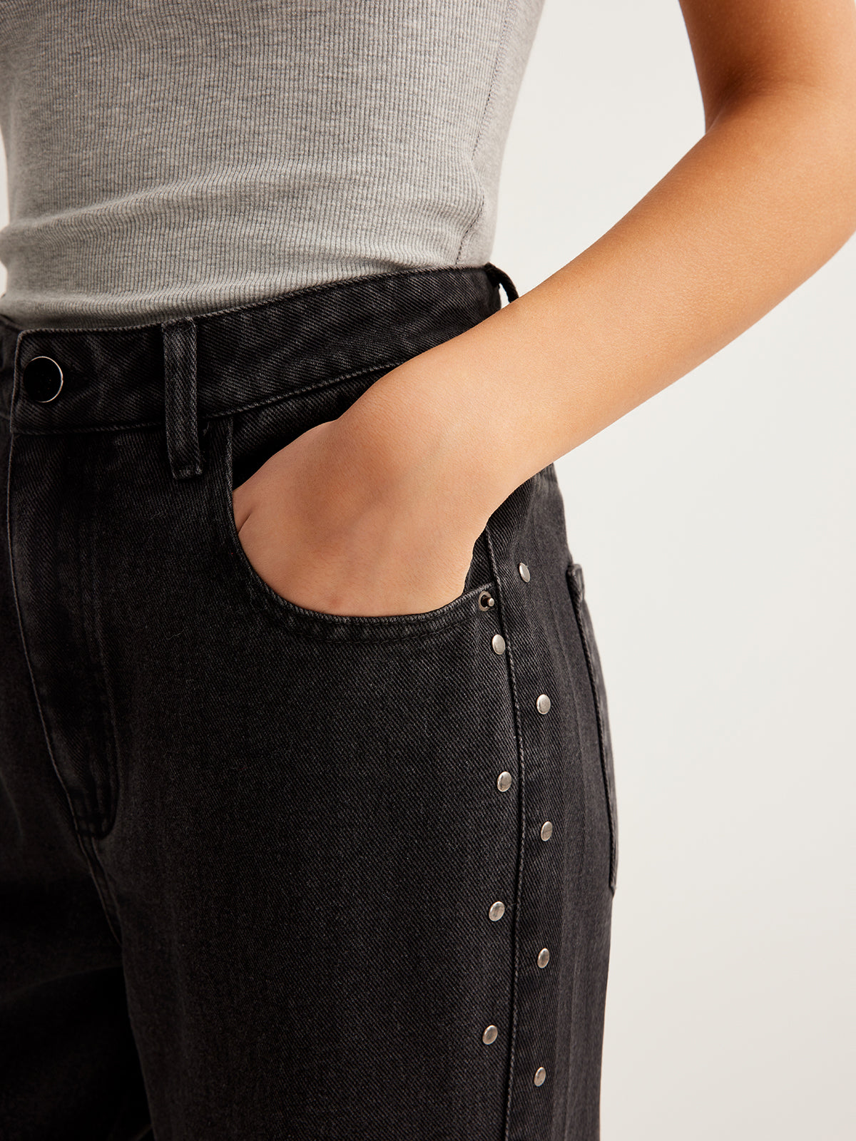 Studsuz Geniş Paça Kot Pantolon