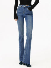 Yüksek Bel Moda Kıvrım Jean Pantolon