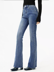 Yüksek Bel Moda Kıvrım Jean Pantolon