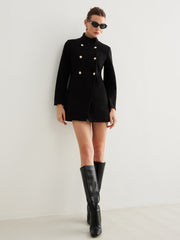Düz Düğmeli Dik Yaka Blazer